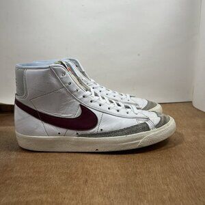 Nike Blazer Mid '77 White Red Burgundy Sneakers BQ6806-120 Mens Size 8.5